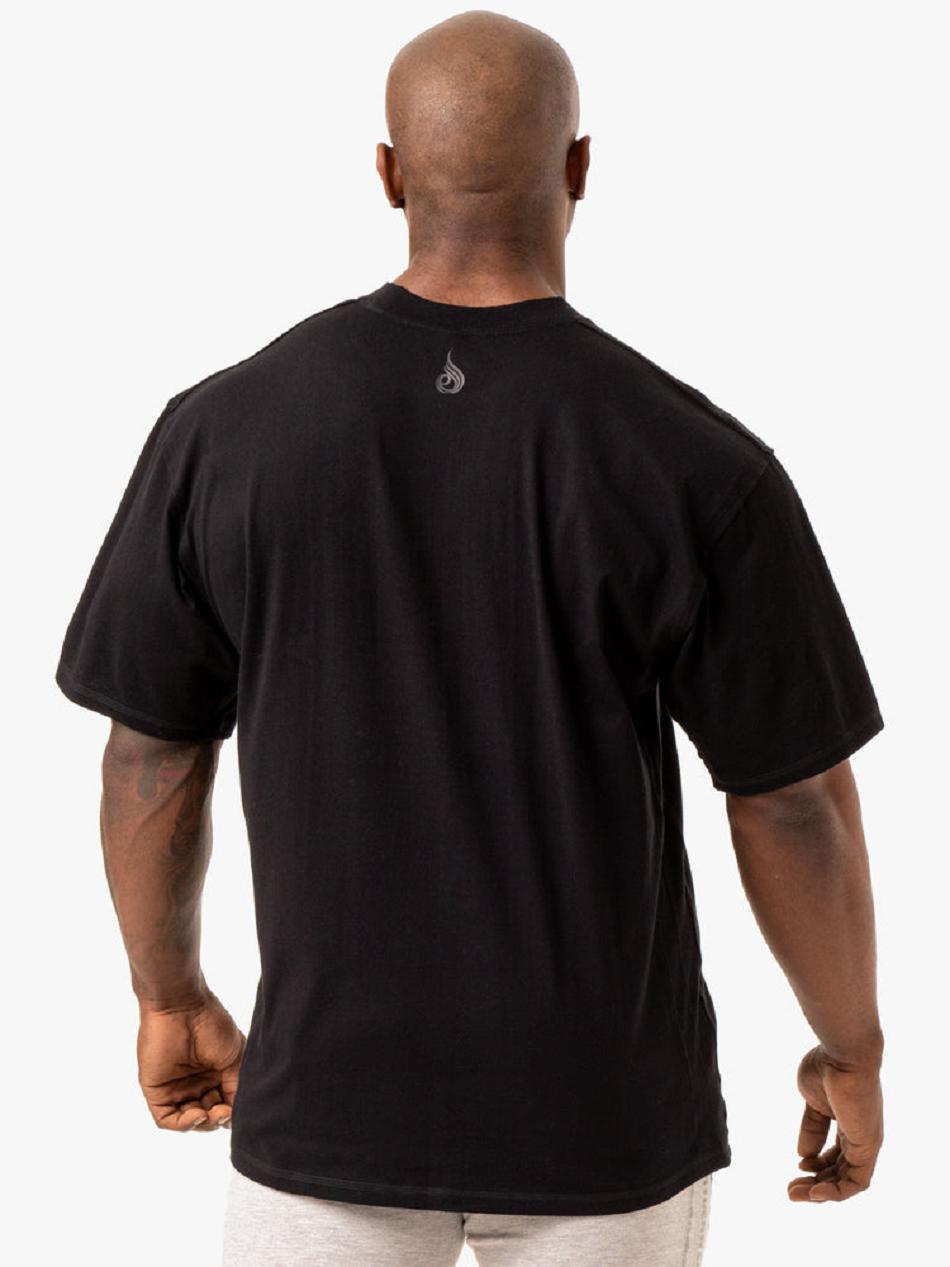 Black Men's Ryderwear Force Oversized T-Shirt Active Lounge | 98HF69091