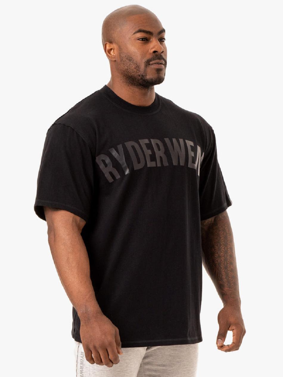 Black Men's Ryderwear Force Oversized T-Shirt Active Lounge | 98HF69091