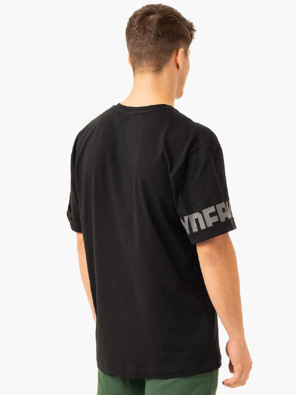 Black Men's Ryderwear Heritage Oversized T-shirt | 84FV26356