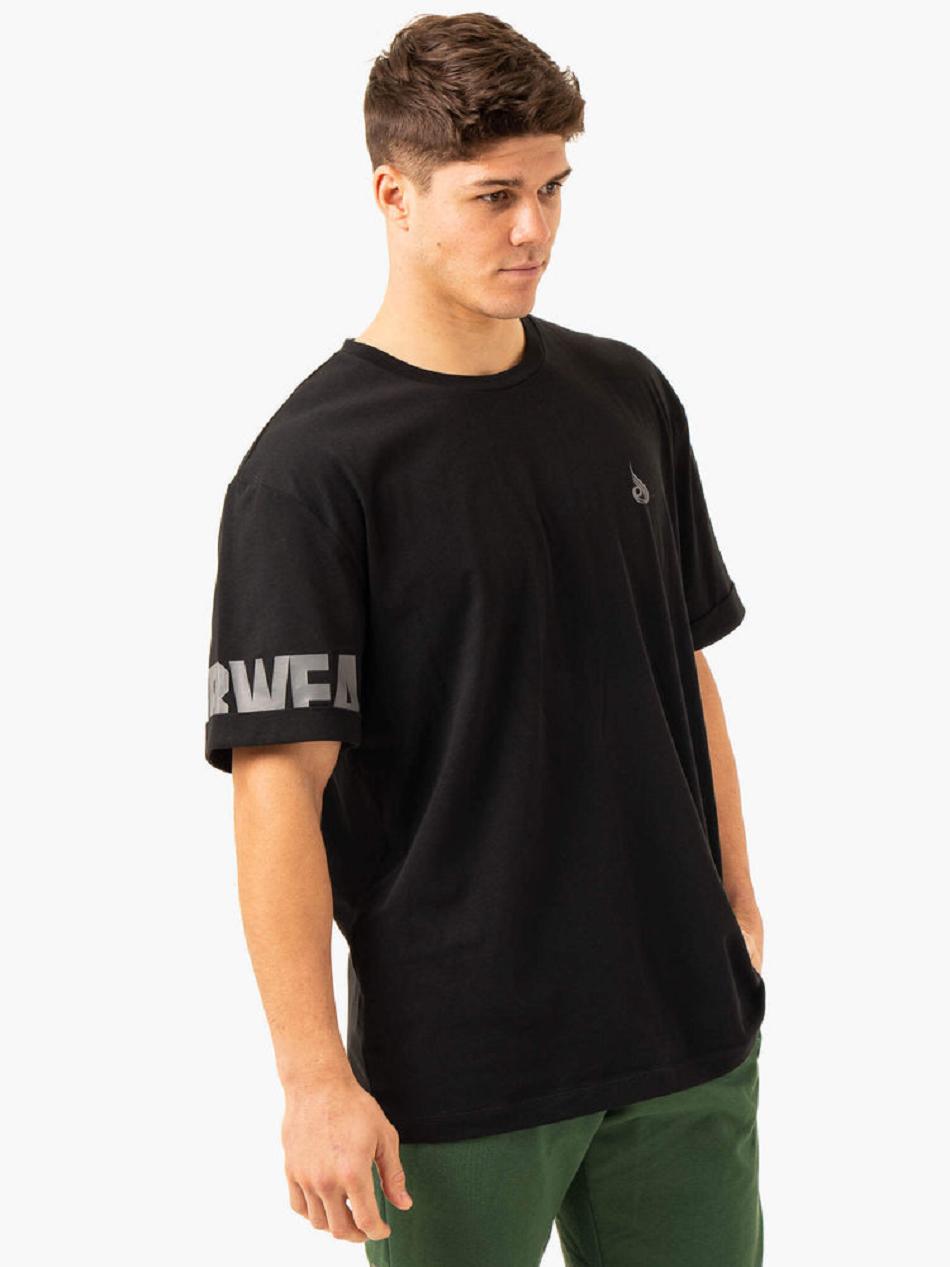 Black Men's Ryderwear Heritage Oversized T-Shirt Active Lounge | 94RT49348