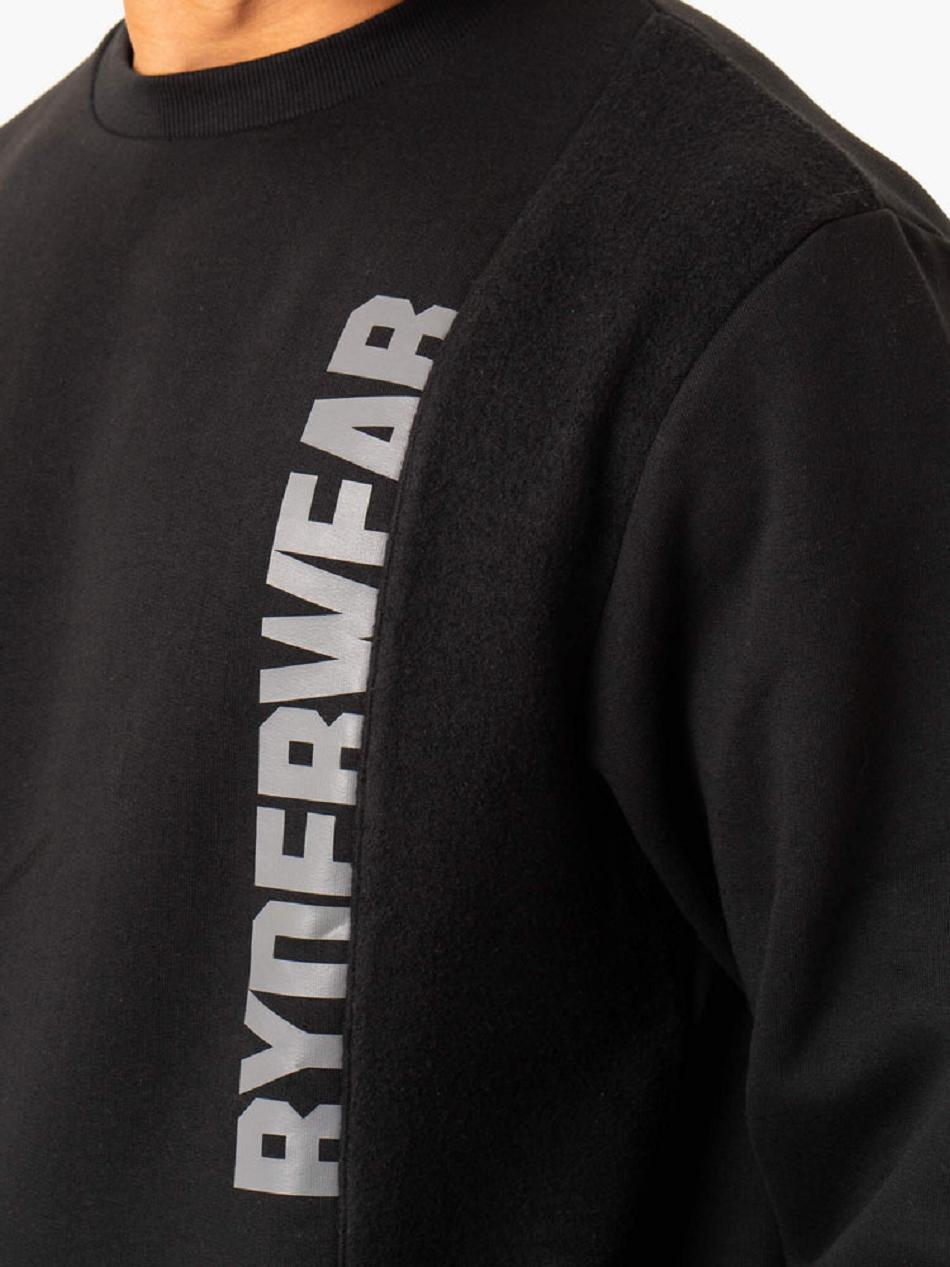 Black Men's Ryderwear Heritage Pullover Jumper Active Lounge | XG9649270