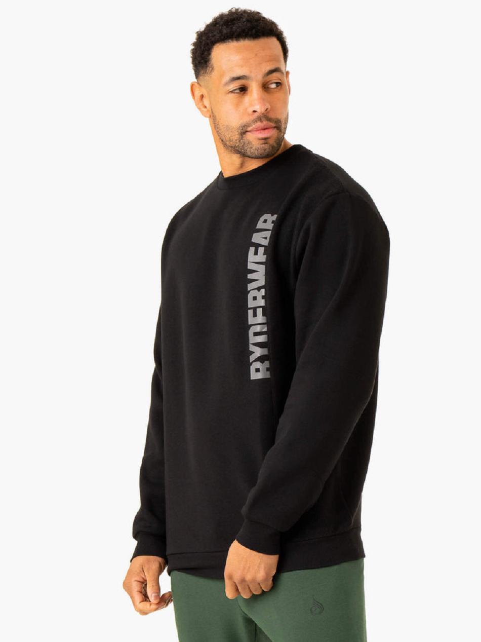 Black Men's Ryderwear Heritage Pullover Jumper Active Lounge | XG9649270