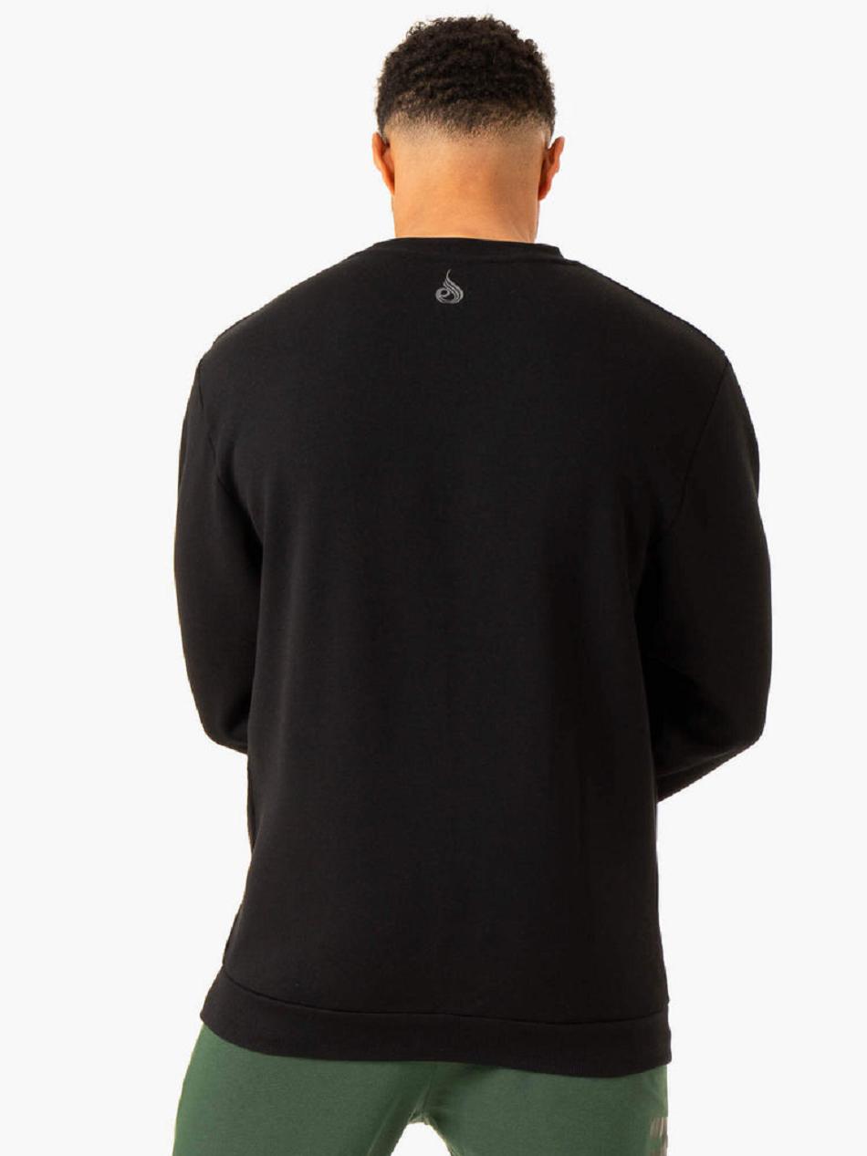 Black Men's Ryderwear Heritage Pullover Jumper Active Lounge | XG9649270