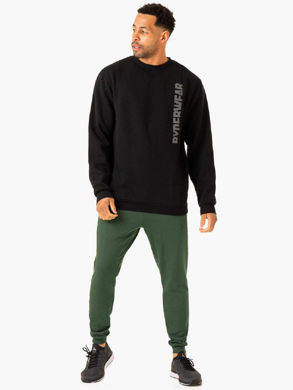 Black Men's Ryderwear Heritage Pullover Jumper Active Lounge | XG9649270
