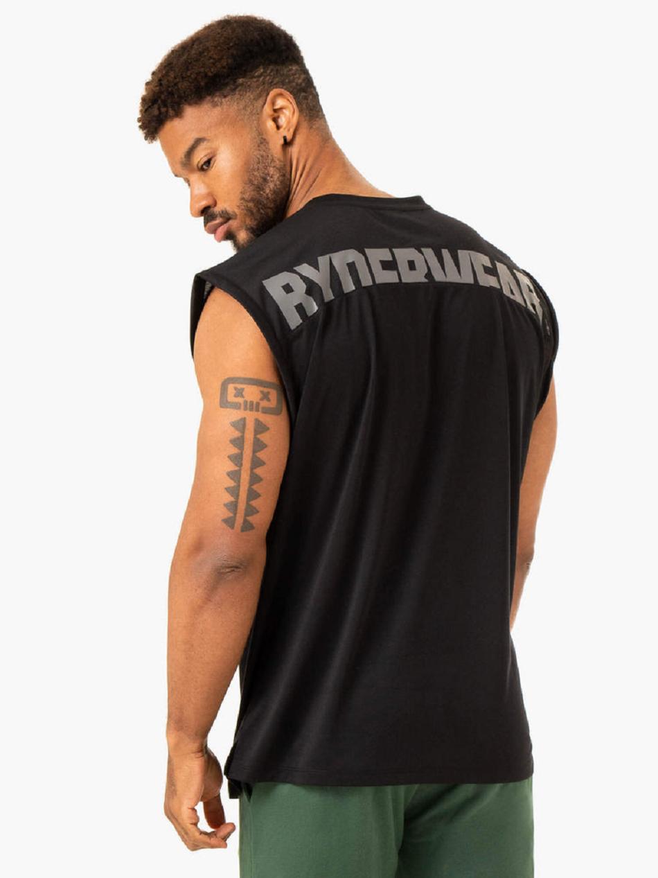 Black Men's Ryderwear Heritage Wide Cut Tanks | 82NG50338