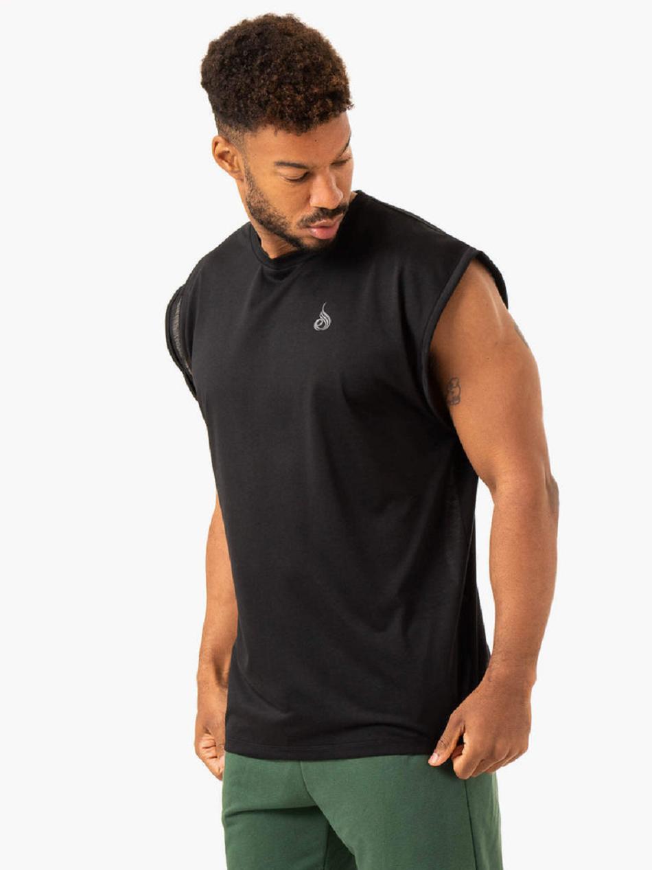 Black Men's Ryderwear Heritage Wide Cut Tank Top | 89FV10562