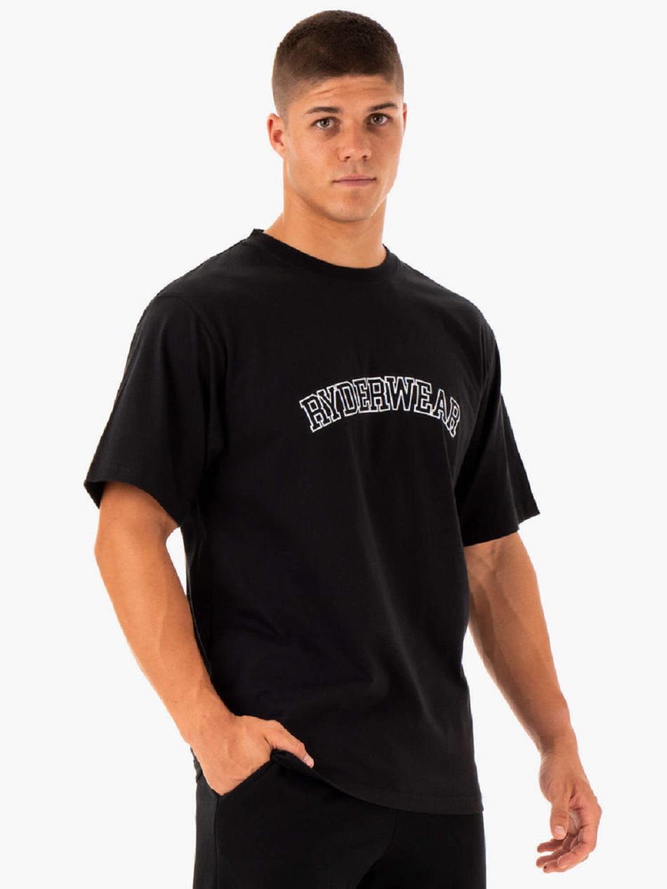 Black Men's Ryderwear Oversized T-shirt | DF8329088