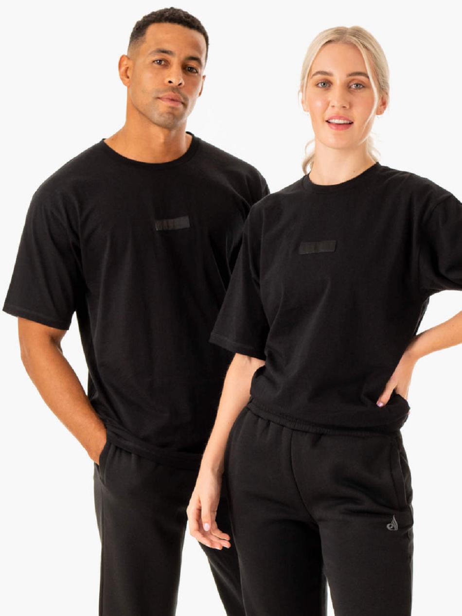 Black Women's Ryderwear Unisex Oversized T-Shirt Active Lounge | BG7779641
