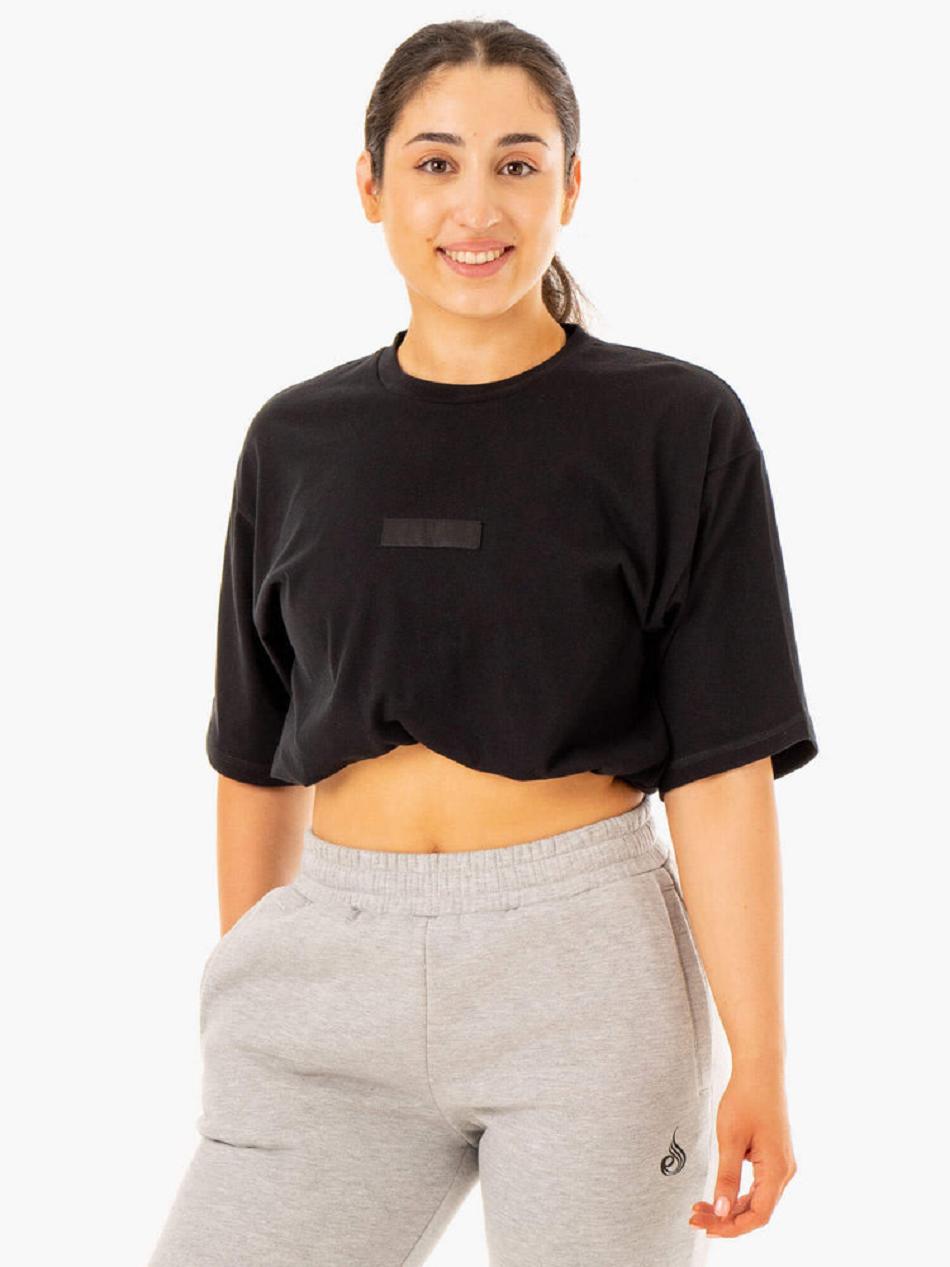 Black Women's Ryderwear Unisex Oversized T-Shirt Active Lounge | BG7779641