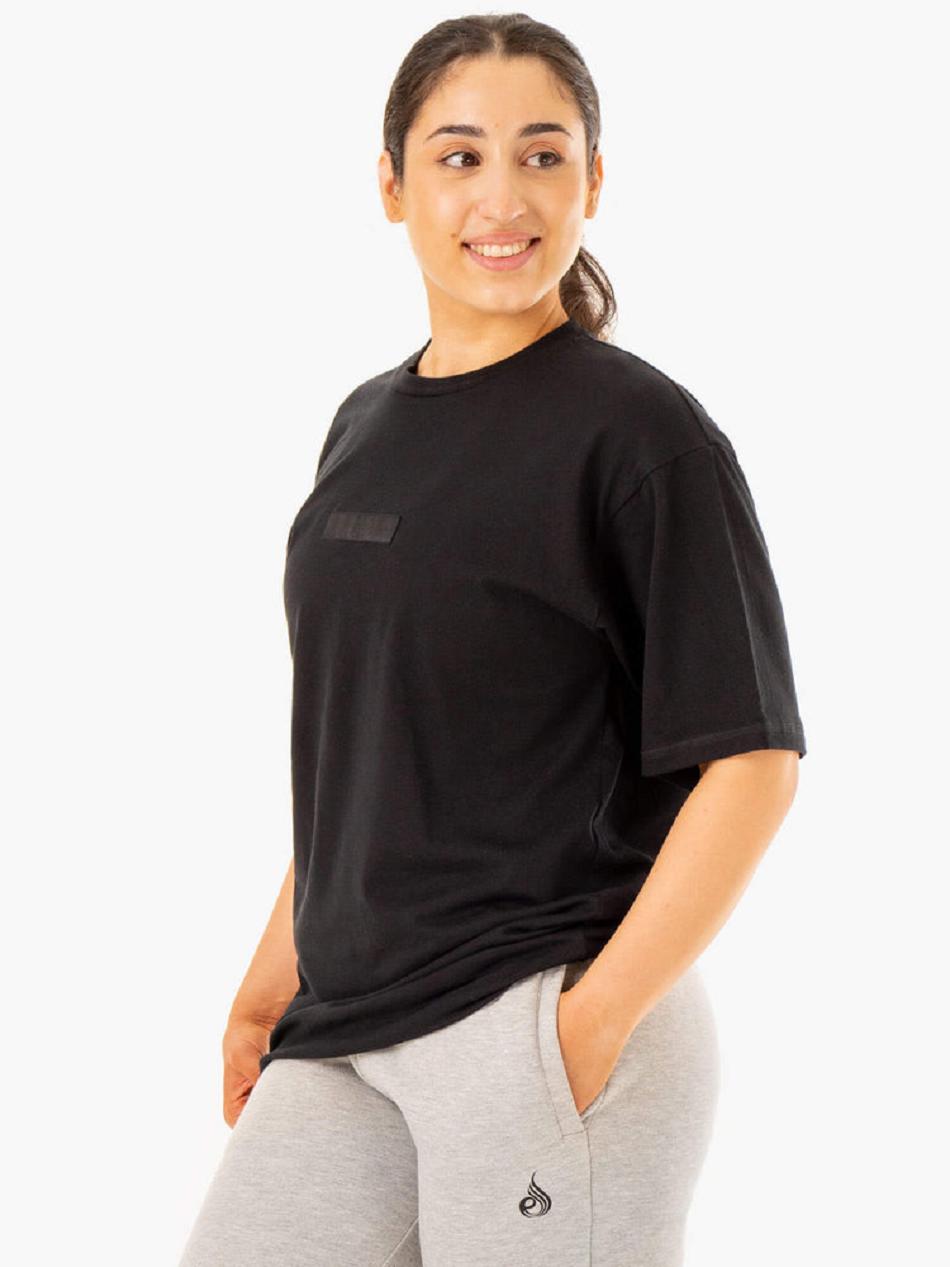 Black Women's Ryderwear Unisex Oversized T-Shirt Active Lounge | BG7779641