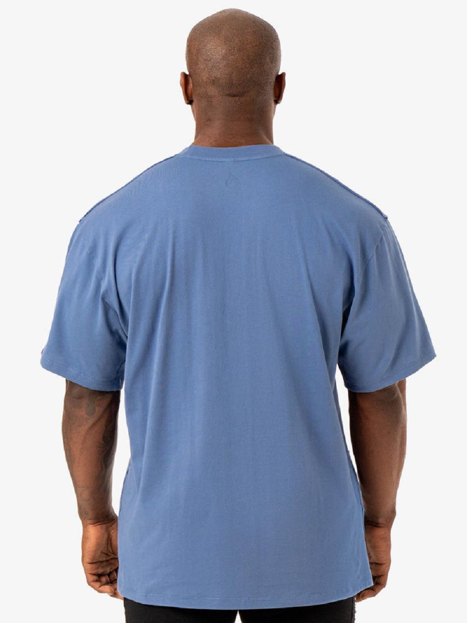 Blue Men's Ryderwear Force Oversized T-shirt | DF8187532