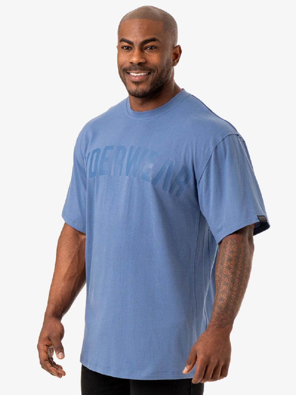 Blue Men's Ryderwear Force Oversized T-shirt | DF8187532