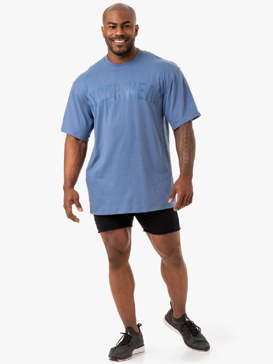 Blue Men's Ryderwear Force Oversized T-shirt | DF8187532