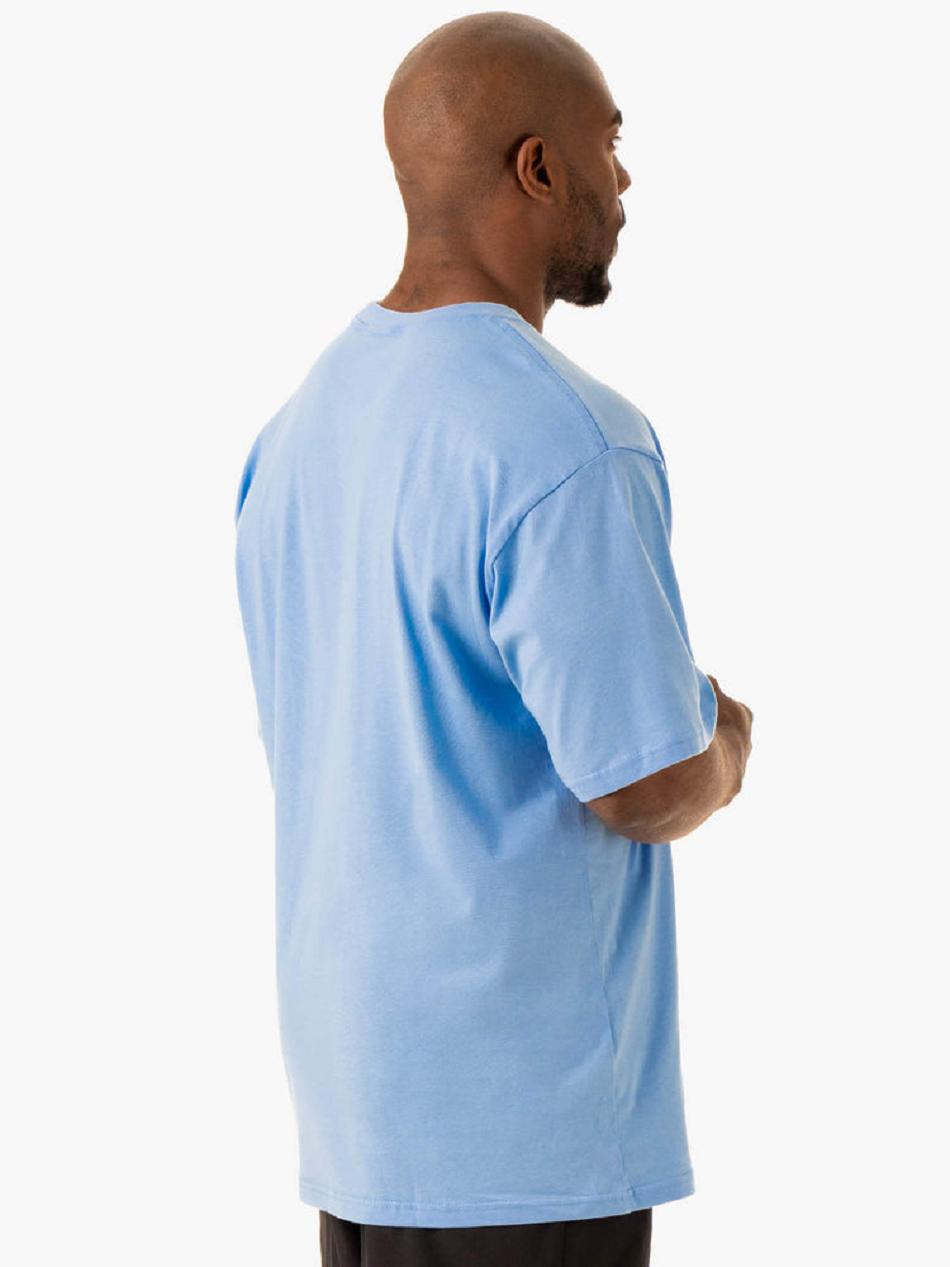 Blue Men's Ryderwear Oversized T-shirt | 6Y8610515