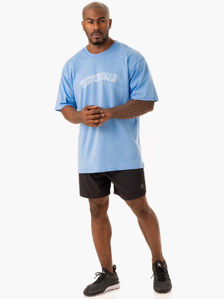 Blue Men's Ryderwear Oversized T-shirt | 6Y8610515
