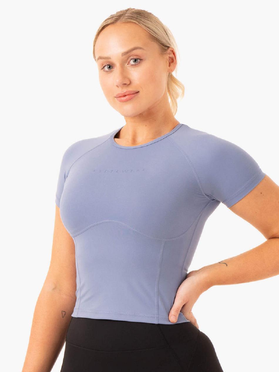 Blue Women's Ryderwear NKD Frame Fitted T-Shirt Top | 69GA17787
