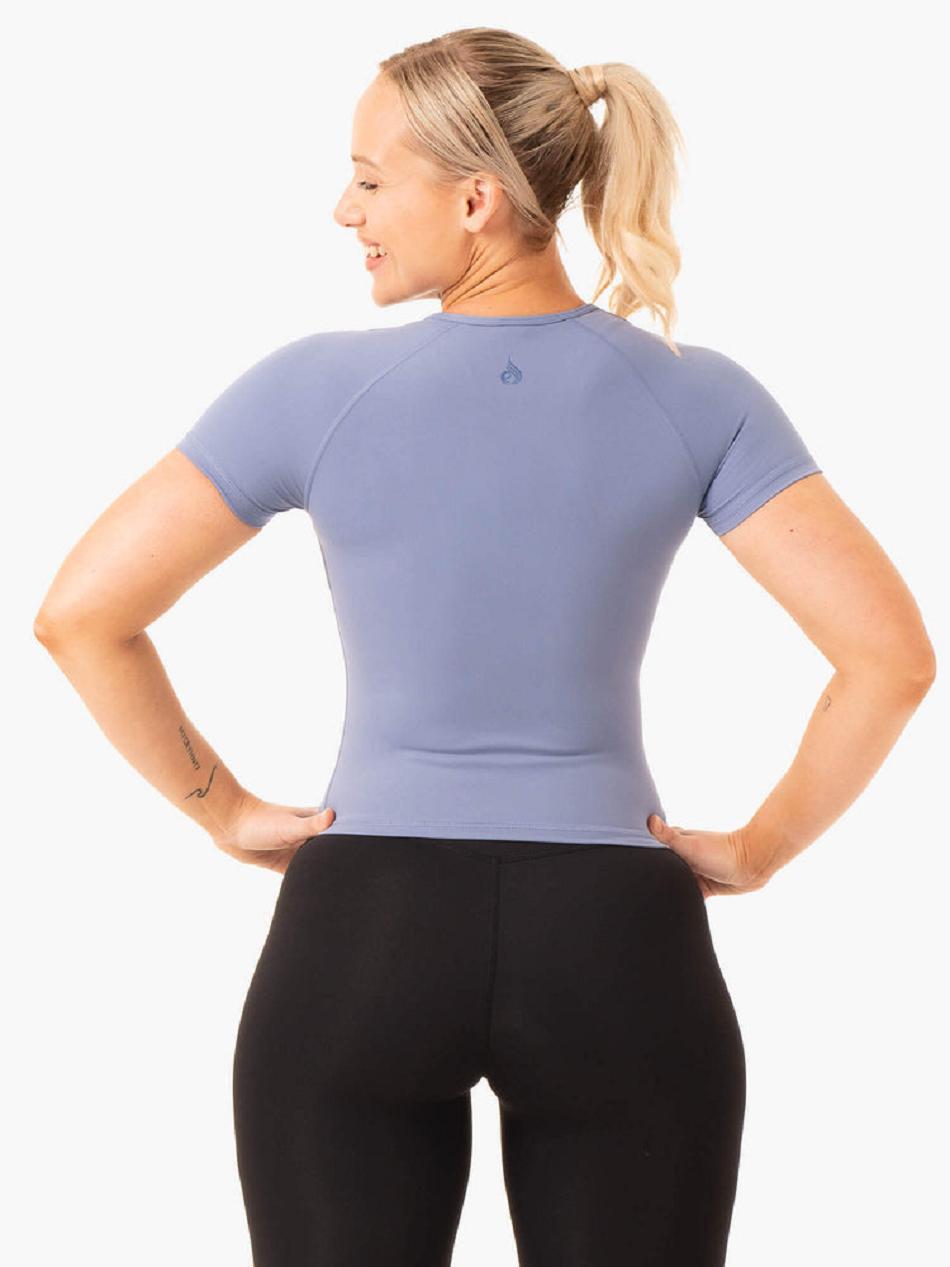 Blue Women's Ryderwear NKD Frame Fitted T-Shirt Top | 69GA17787