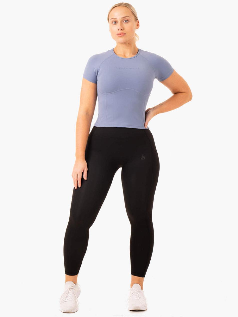 Blue Women's Ryderwear NKD Frame Fitted T-Shirt Top | 69GA17787