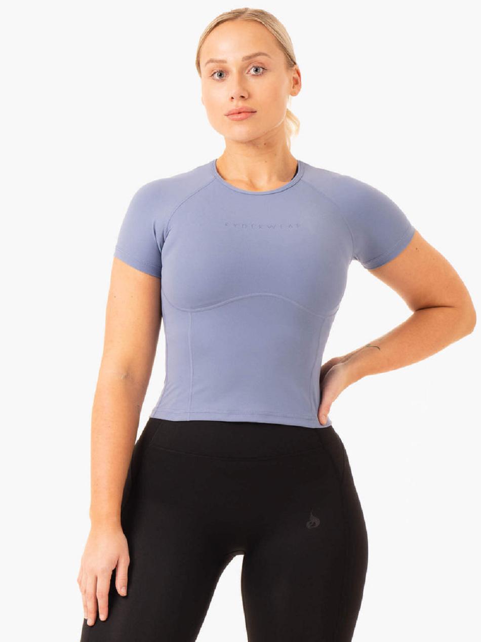 Blue Women\'s Ryderwear NKD Frame Fitted T-Shirt Top | 69GA17787