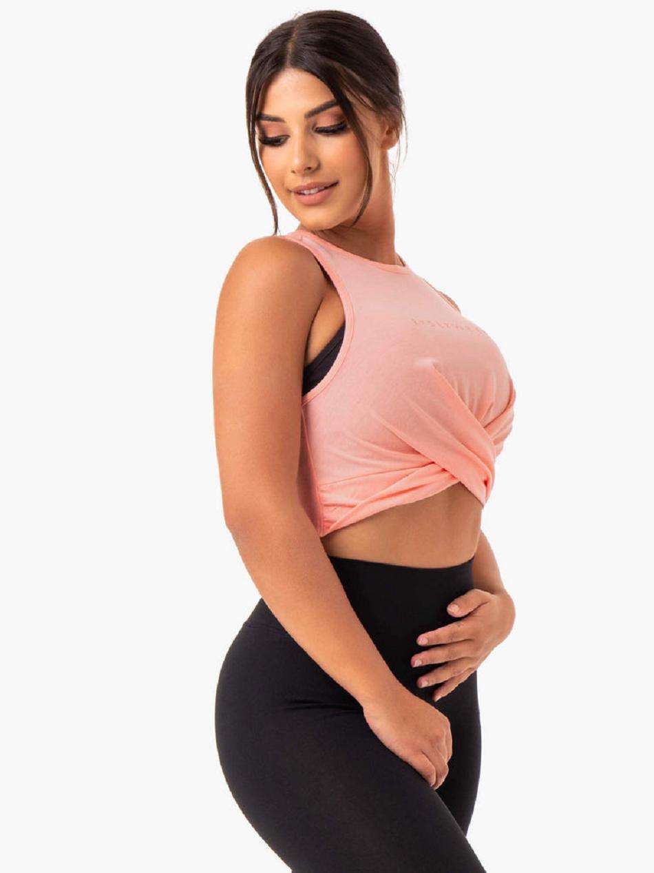 Coral Women's Ryderwear Adapt Twist Cropped Tanks | DF6616730