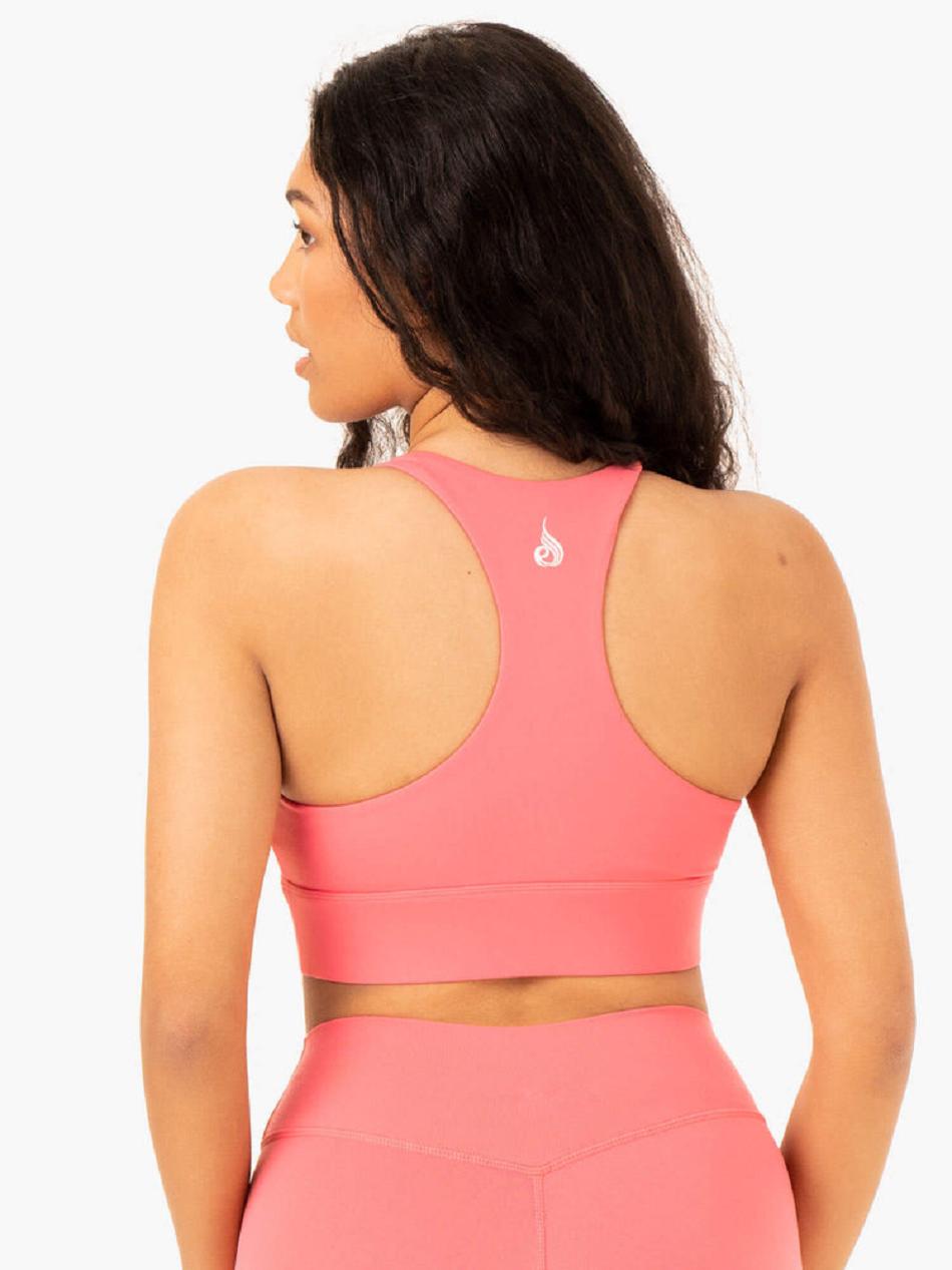 Coral Women's Ryderwear Replay Cut Out Sports Bras | 6Y5535110