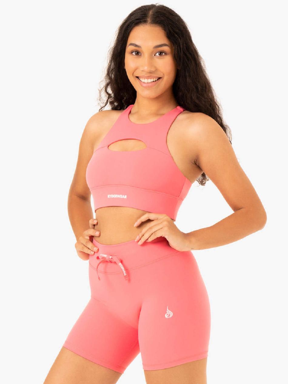 Coral Women's Ryderwear Replay Cut Out Sports Bras | 6Y5535110