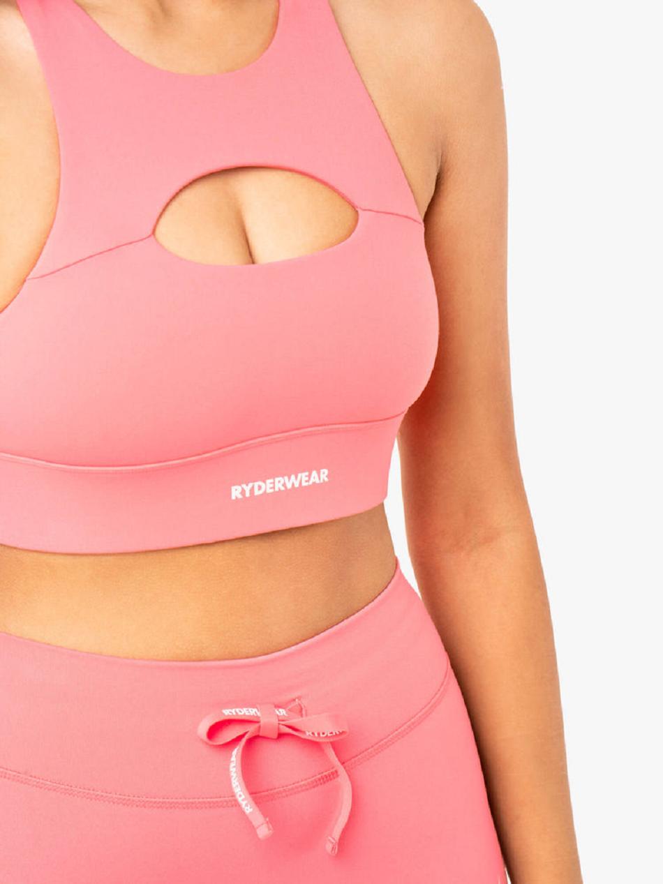 Coral Women's Ryderwear Replay Cut Out Sports Bras | 6Y5535110