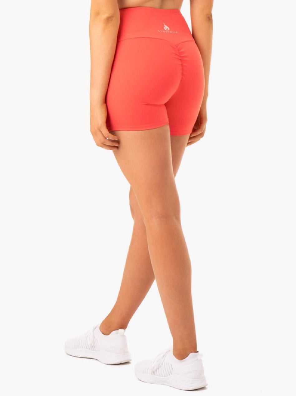 Coral Women's Ryderwear Staples Scrunch Bum Mid Length Shorts | 53GA51707