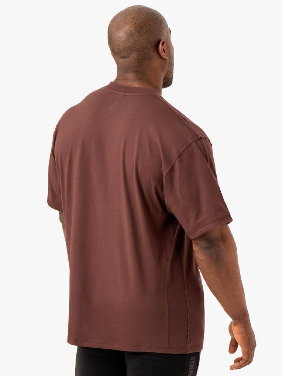 Dark Red Men's Ryderwear Force Oversized T-Shirt Active Lounge | V8F58524