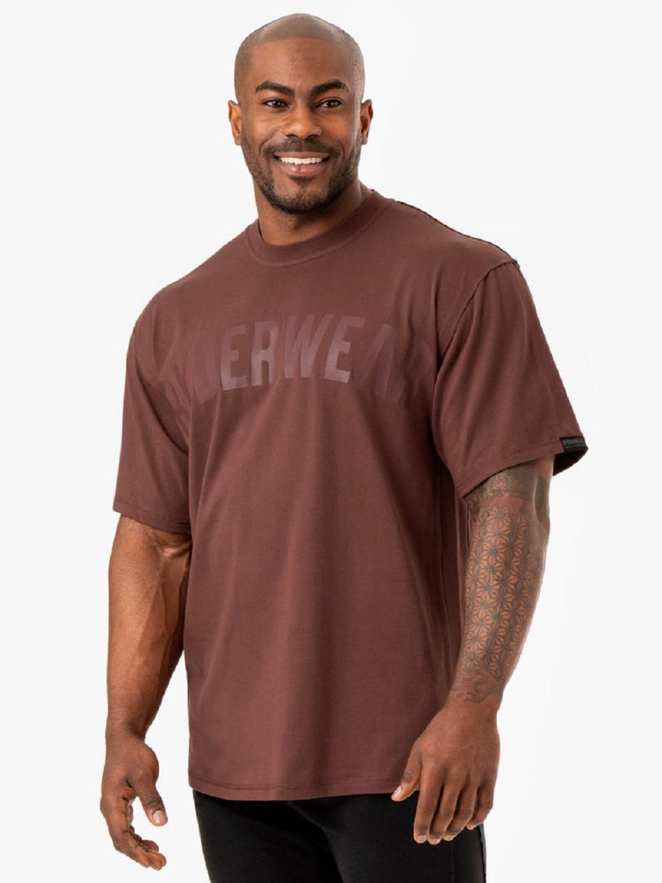 Dark Red Men's Ryderwear Force Oversized T-Shirt Active Lounge | V8F58524