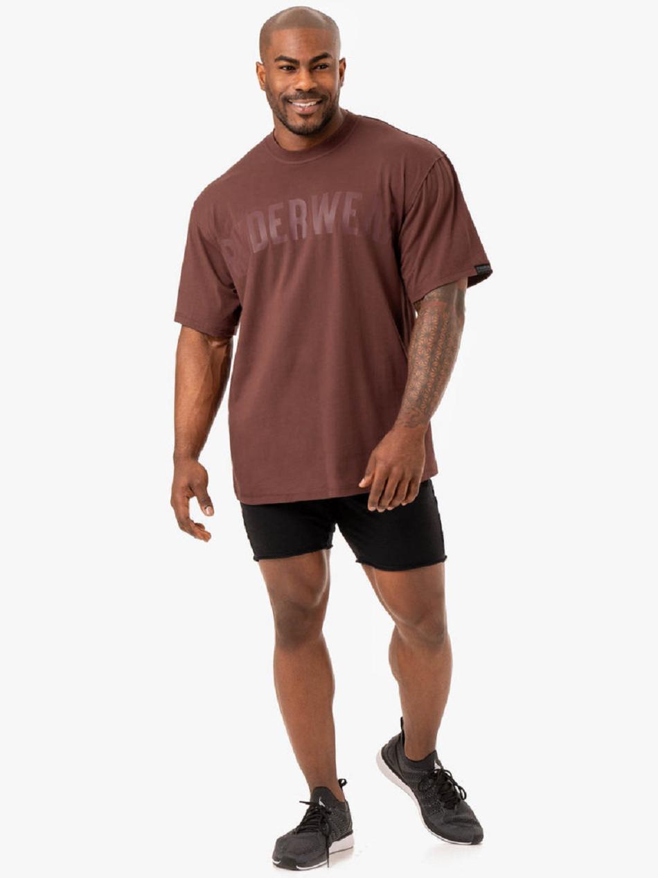 Dark Red Men's Ryderwear Force Oversized T-Shirt Active Lounge | V8F58524