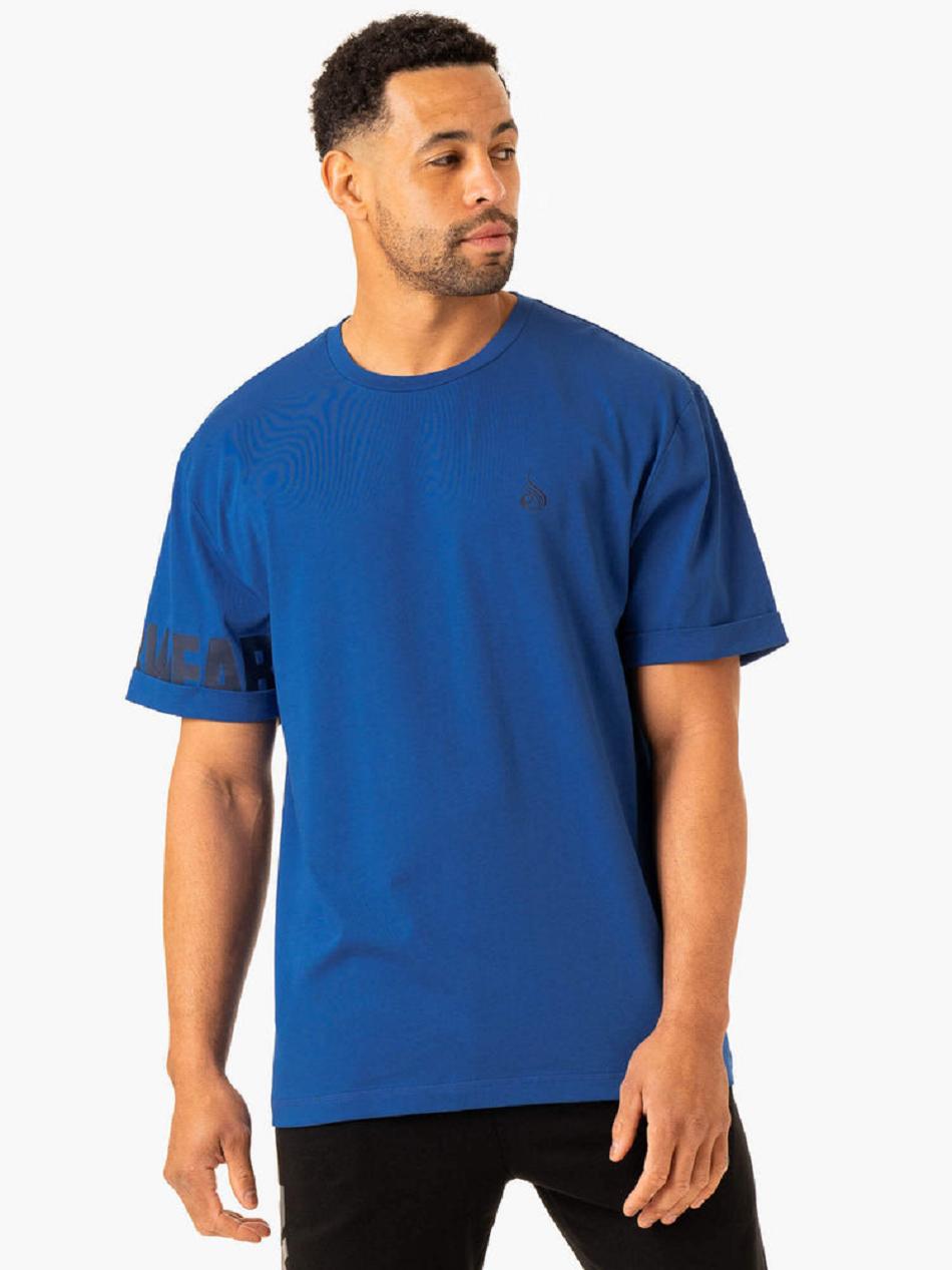 Deep Blue Men's Ryderwear Heritage Oversized T-Shirt Active Lounge | HY9663305