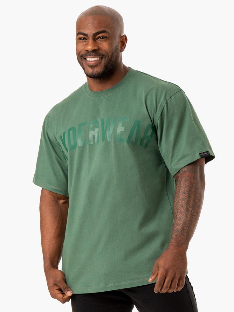 Green Men's Ryderwear Force Oversized T-shirt | 83RW38087