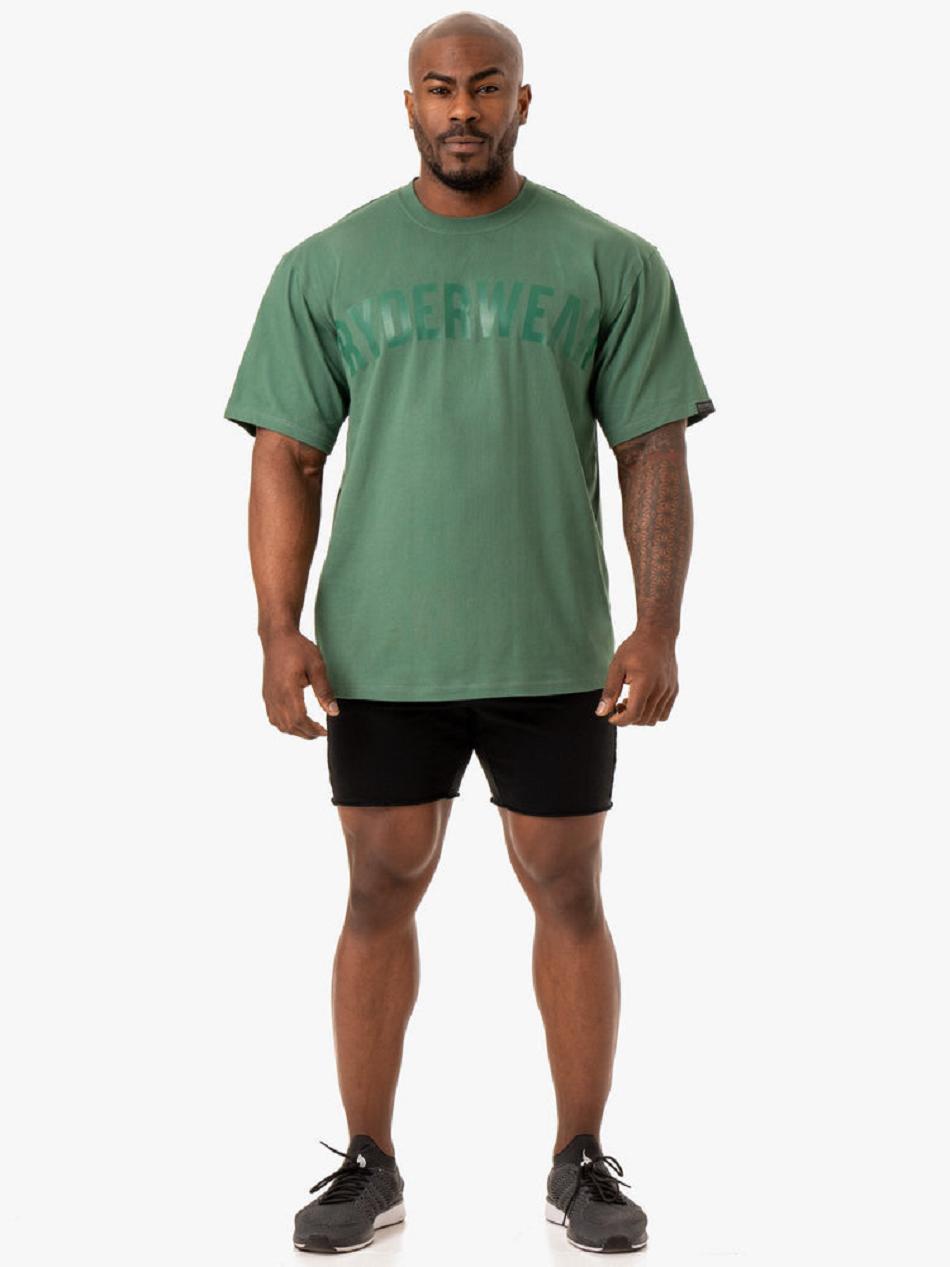Green Men's Ryderwear Force Oversized T-shirt | 83RW38087