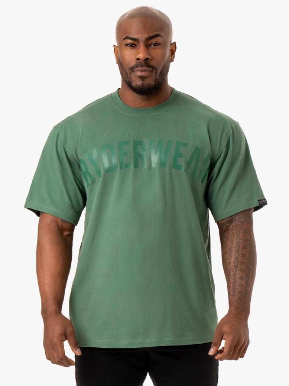 Green Men\'s Ryderwear Force Oversized T-shirt | 83RW38087
