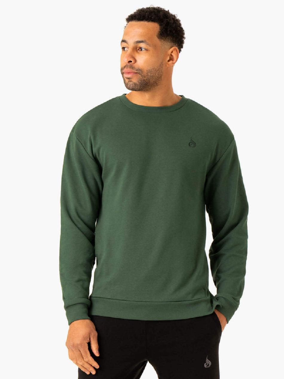 Green Men's Ryderwear Heritage Crew Neck Top | 161G86498