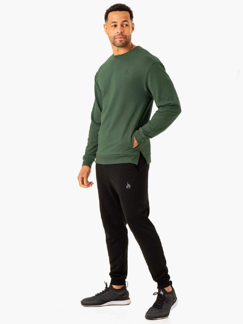 Green Men's Ryderwear Heritage Crew Neck Top | 161G86498