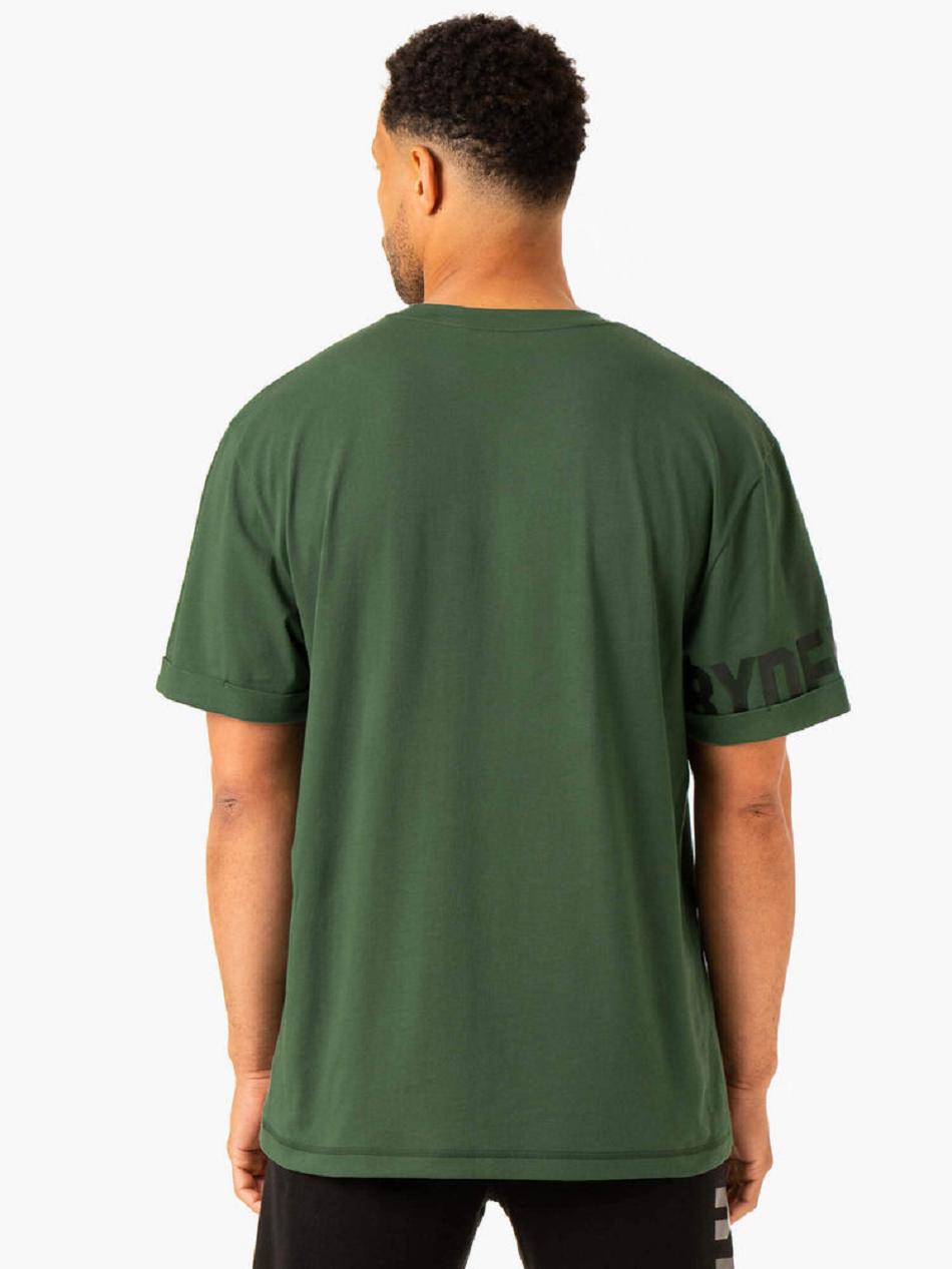 Green Men's Ryderwear Heritage Oversized T-Shirt Active Lounge | 157IV77854