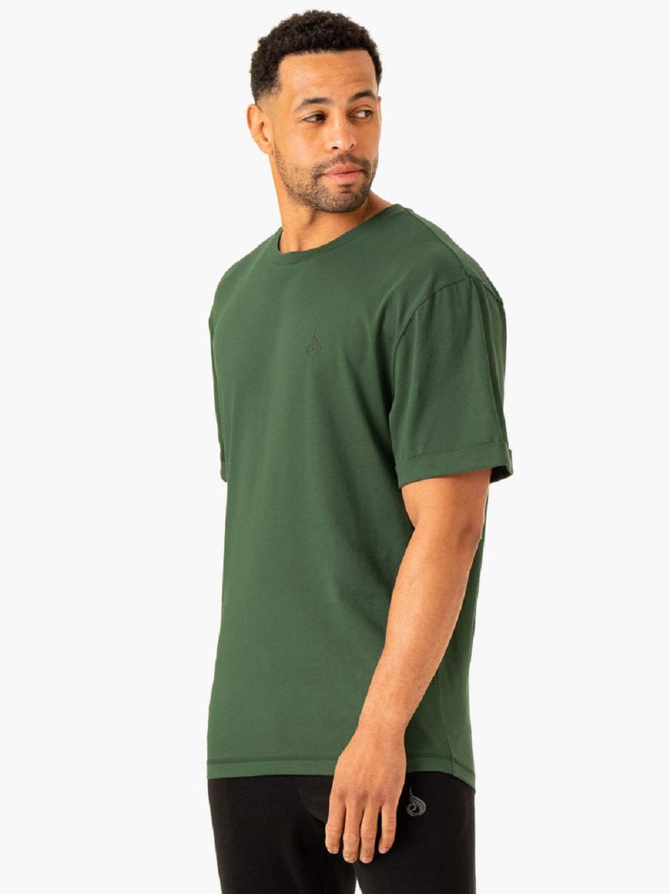 Green Men's Ryderwear Heritage Oversized T-Shirt Active Lounge | 157IV77854
