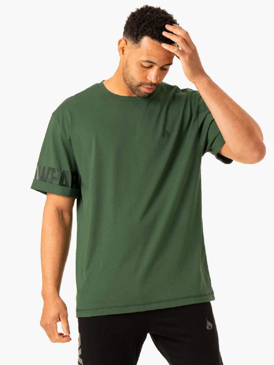 Green Men's Ryderwear Heritage Oversized T-Shirt Active Lounge | 157IV77854