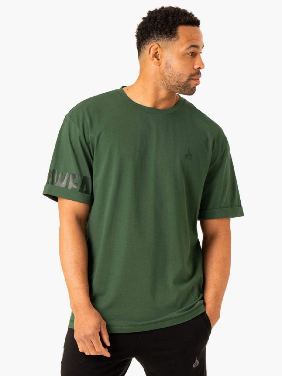 Green Men\'s Ryderwear Heritage Oversized T-Shirt Active Lounge | 157IV77854