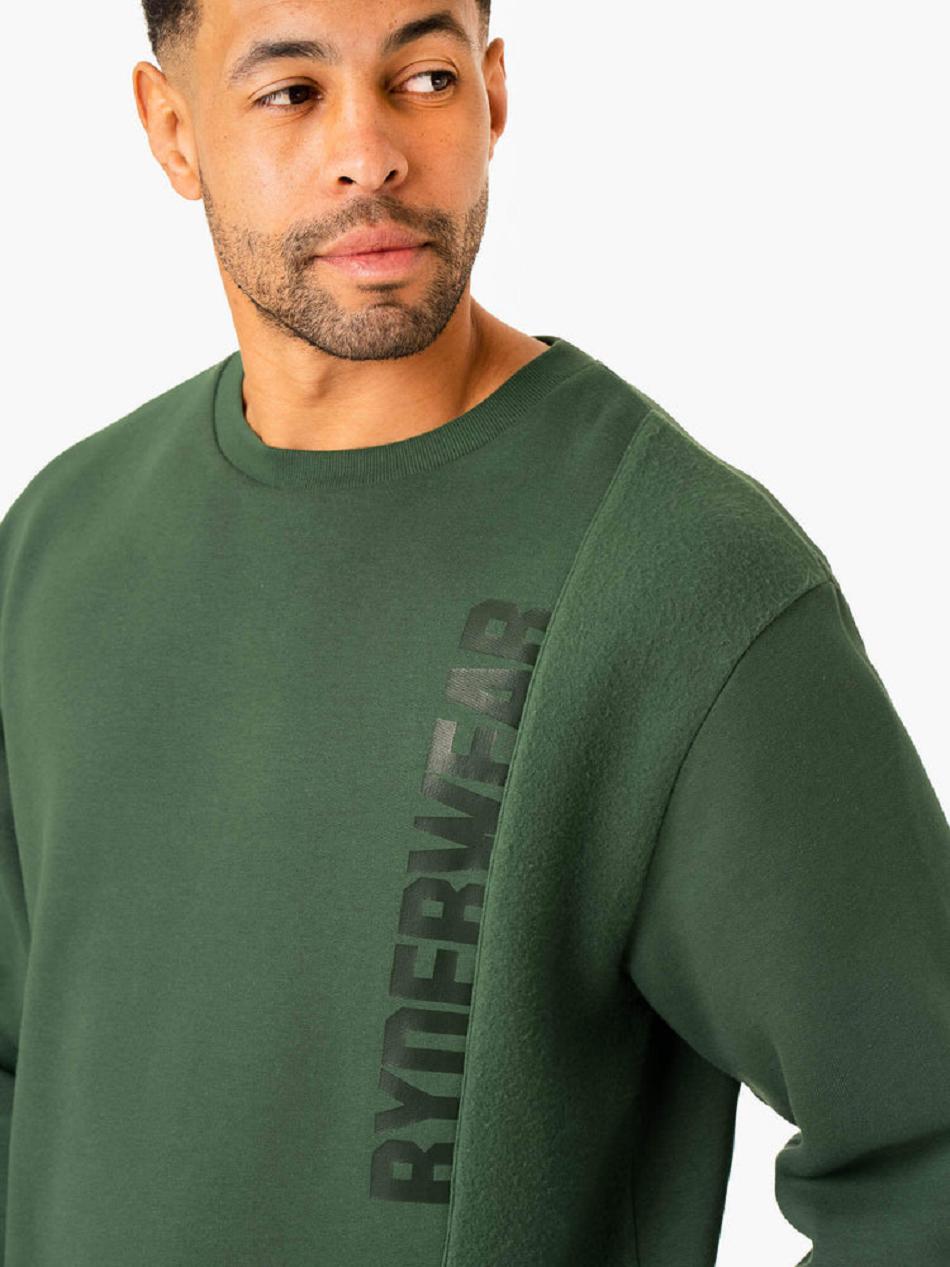 Green Men's Ryderwear Heritage Pullover Jumper Active Lounge | 168DF28795