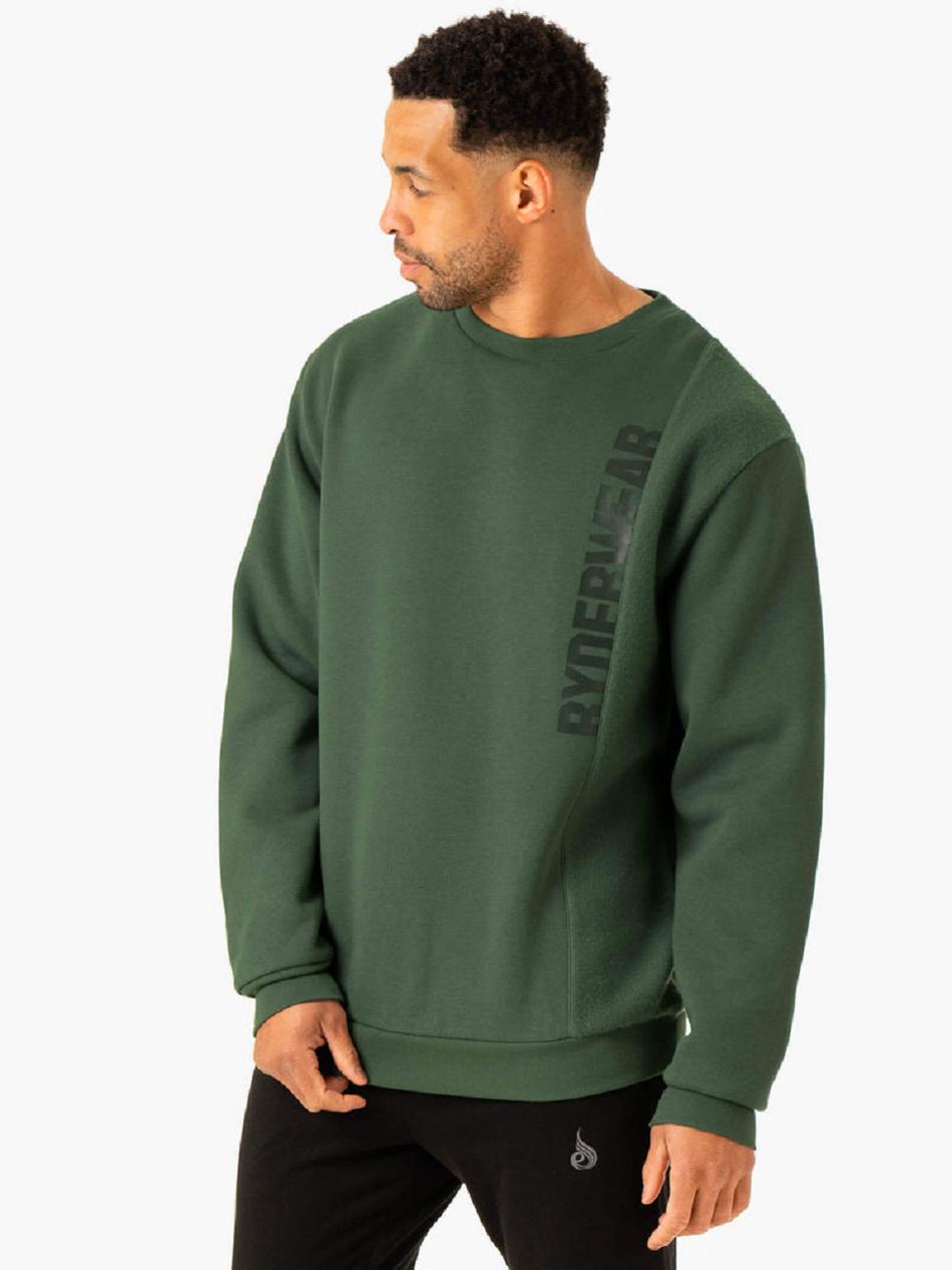 Green Men's Ryderwear Heritage Pullover Jumper Active Lounge | 168DF28795