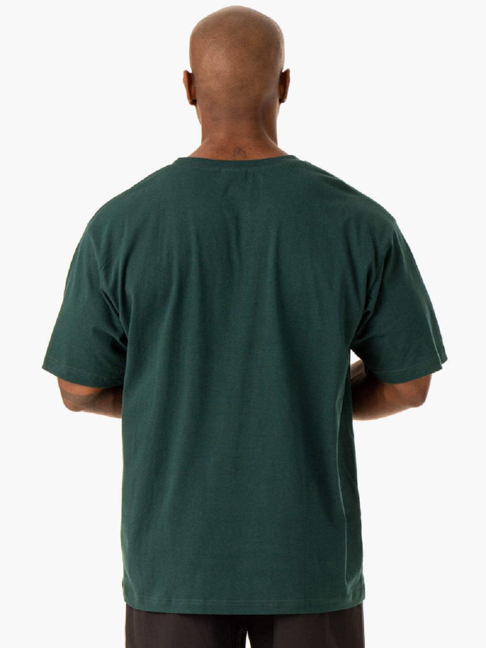 Green Men's Ryderwear Oversized T-Shirt Top | 92HF54772