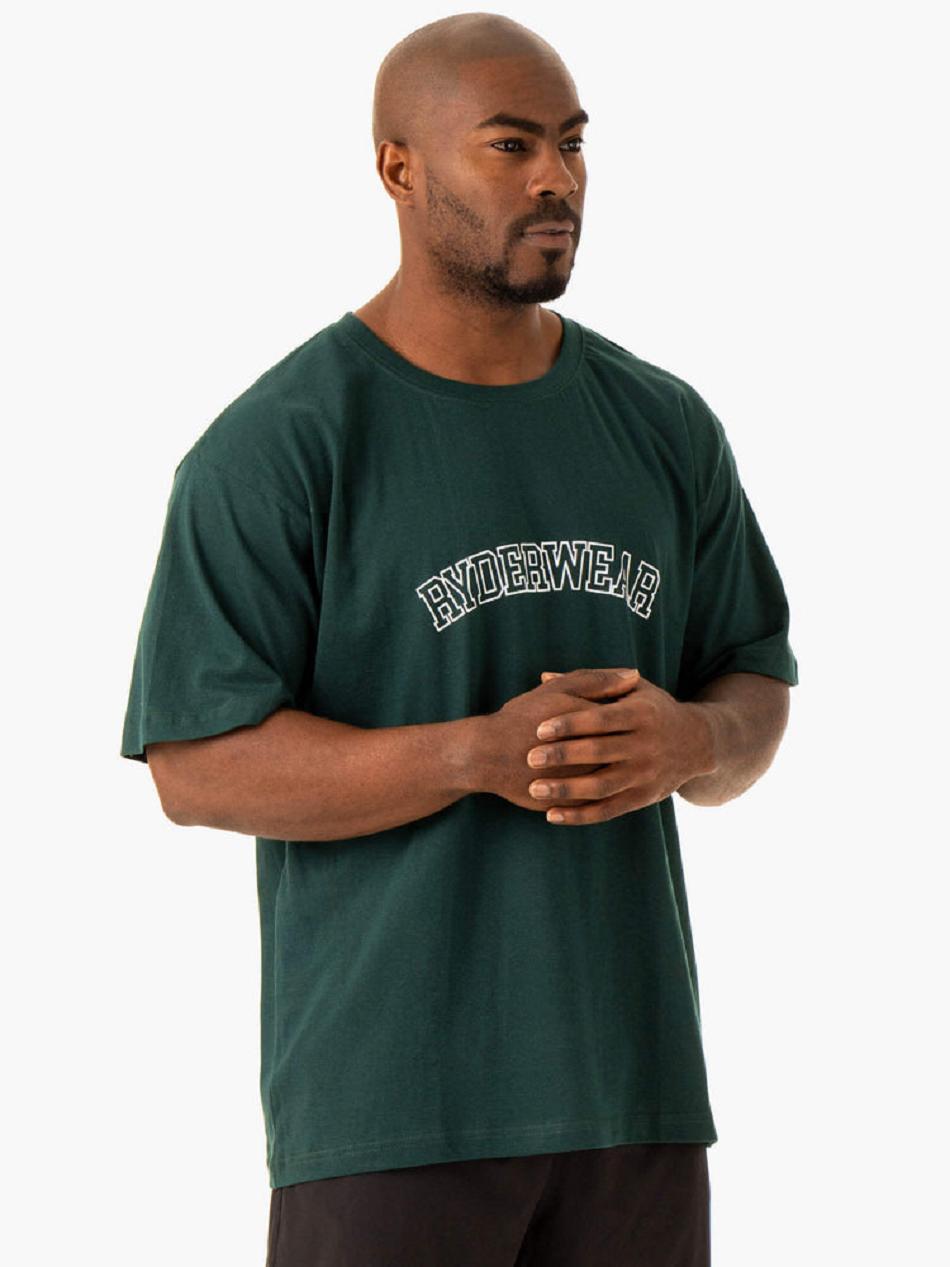 Green Men's Ryderwear Oversized T-shirt | 646Y51169