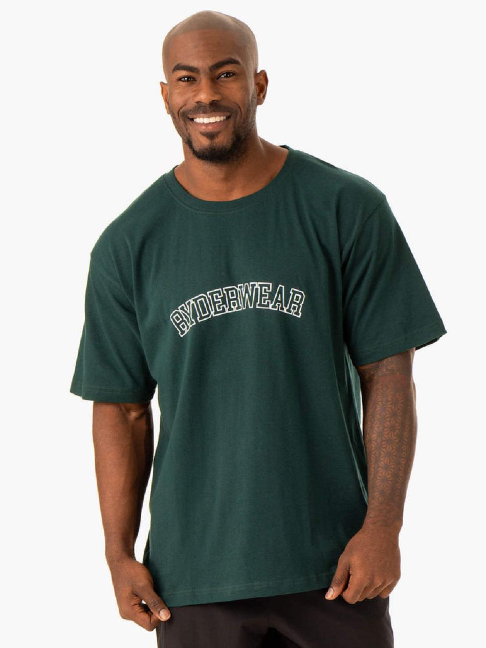 Green Men's Ryderwear Oversized T-shirt | 646Y51169