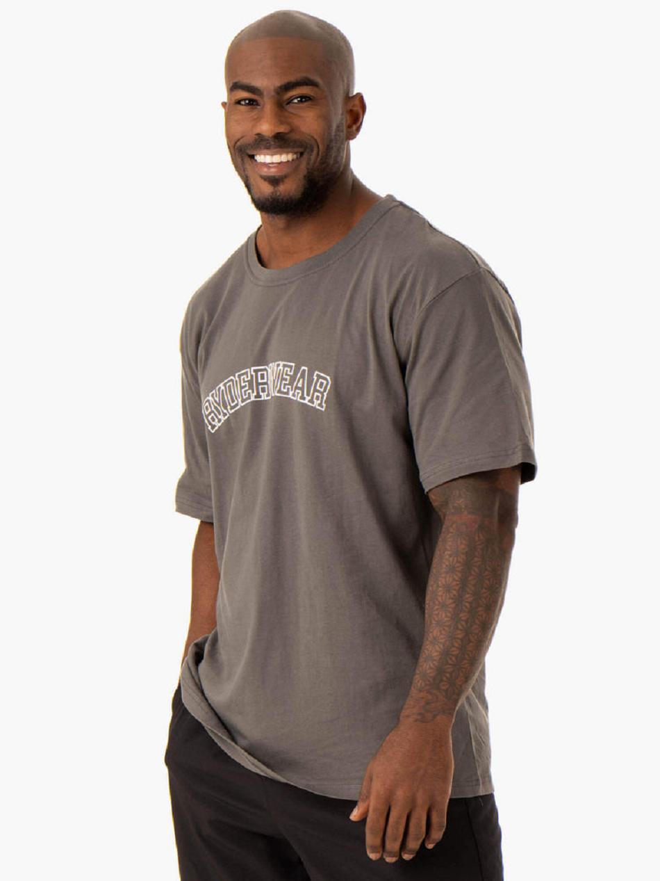 Grey Men's Ryderwear Oversized T-Shirt Top | V8F24735
