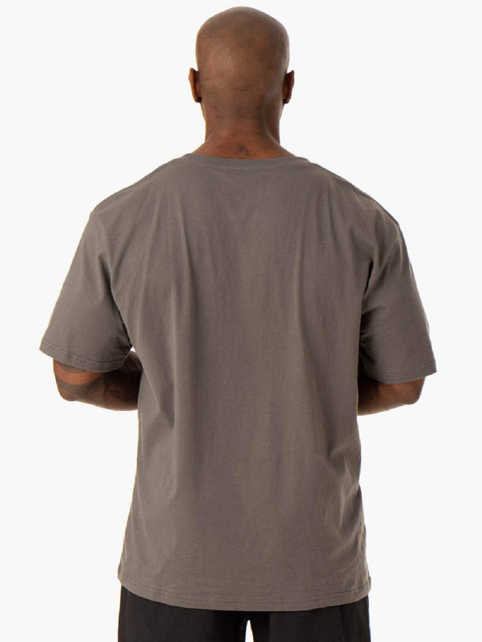 Grey Men's Ryderwear Oversized T-Shirt Top | V8F24735