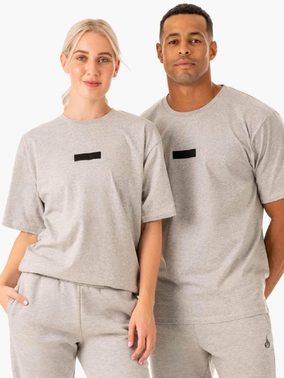 Grey Men's Ryderwear Unisex Oversized T-Shirt Active Lounge | 97YF78181