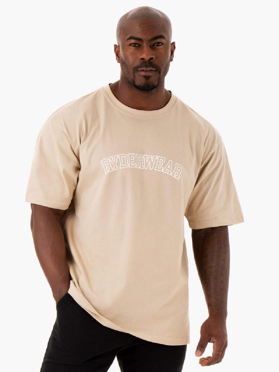 Khaki Men's Ryderwear Oversized T-shirt | FG86493
